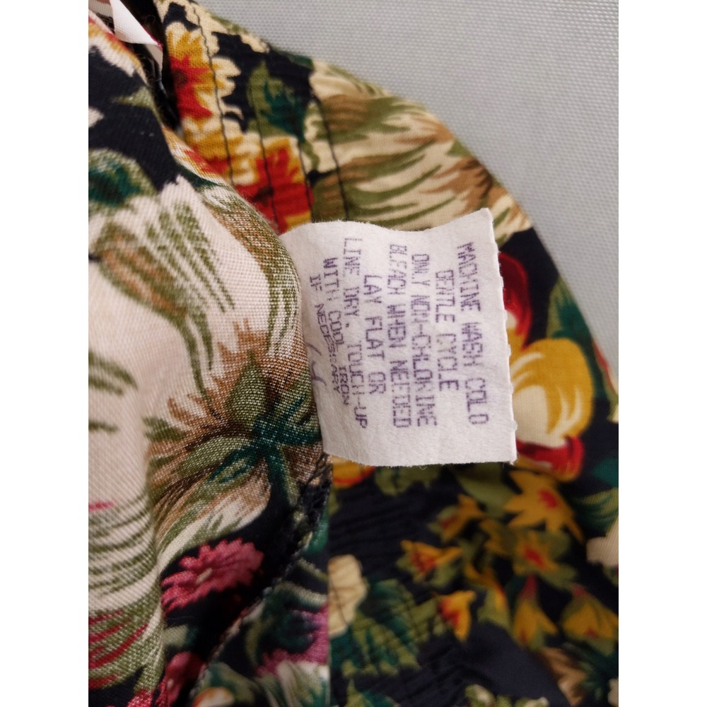 Vintage 90s Rayon Midi Skirt Womens 22W Black Floral Elastic Waist Cricket Lane - Picture 7 of 8